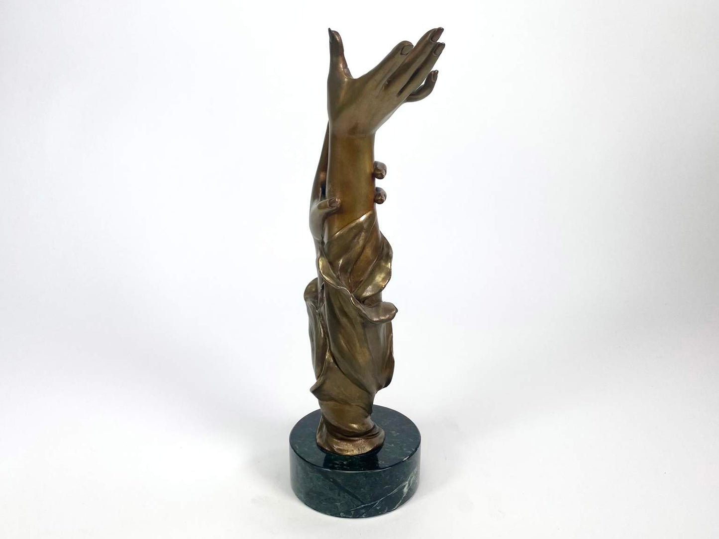 Elegant Bronze Hand Sculpture on Marble Base Signed