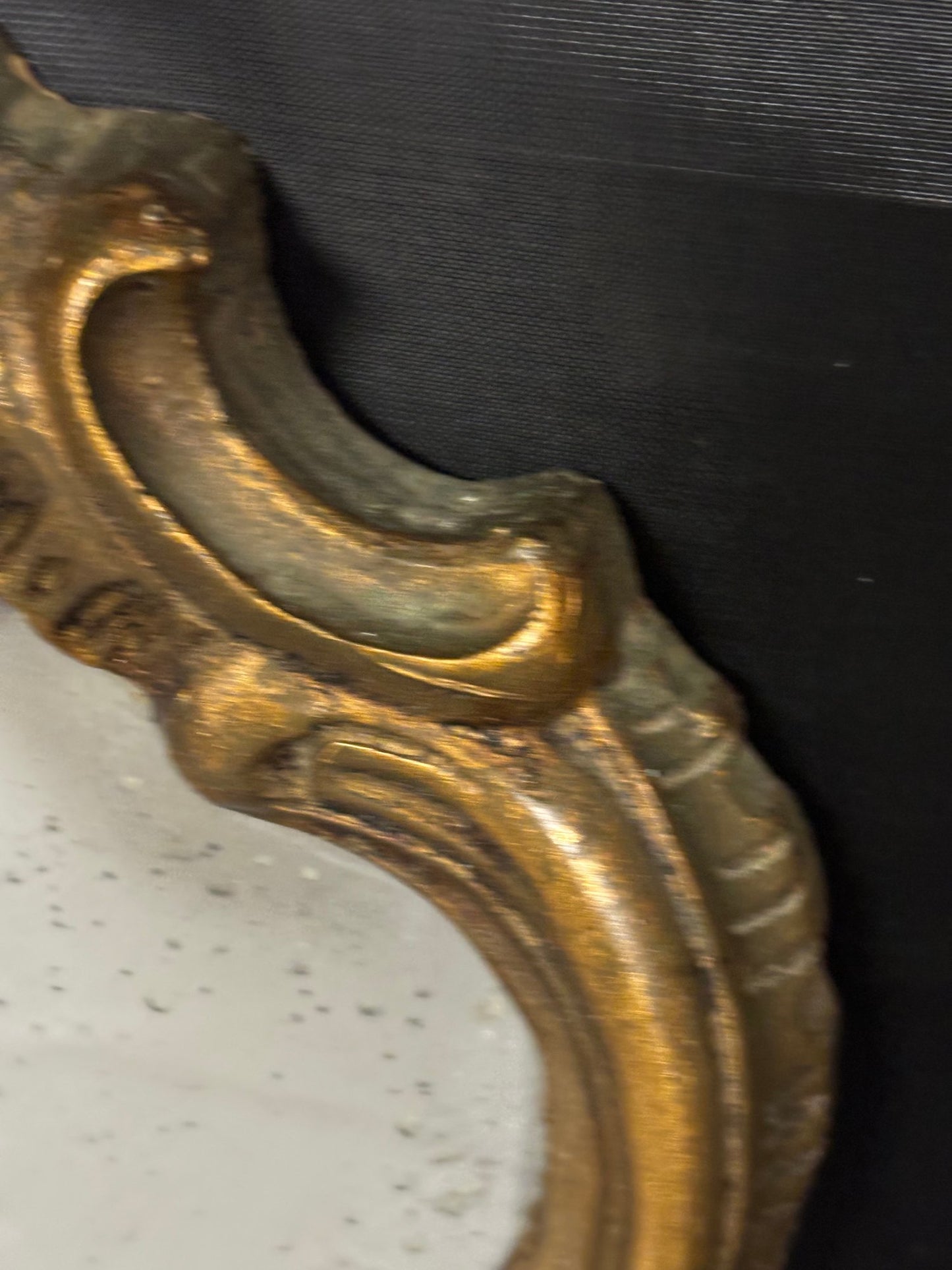 Charming Baroque Golden Wall Mirror, Oval Shape Carved