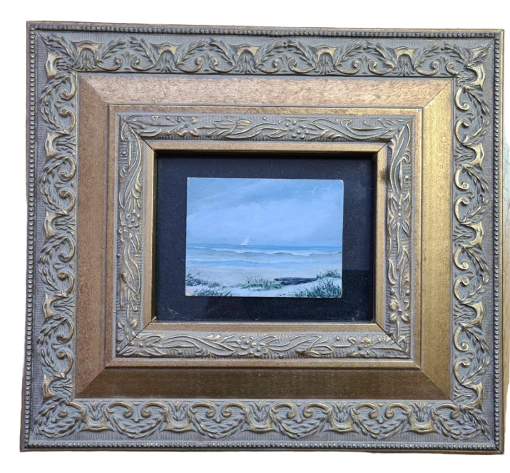 Vintage Oil on Board Painting, Ornate Double Framed, Signed SMJ