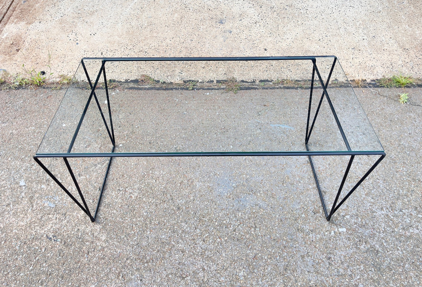 Vintage Metal And Glass Top Coffee Table Sauze Style