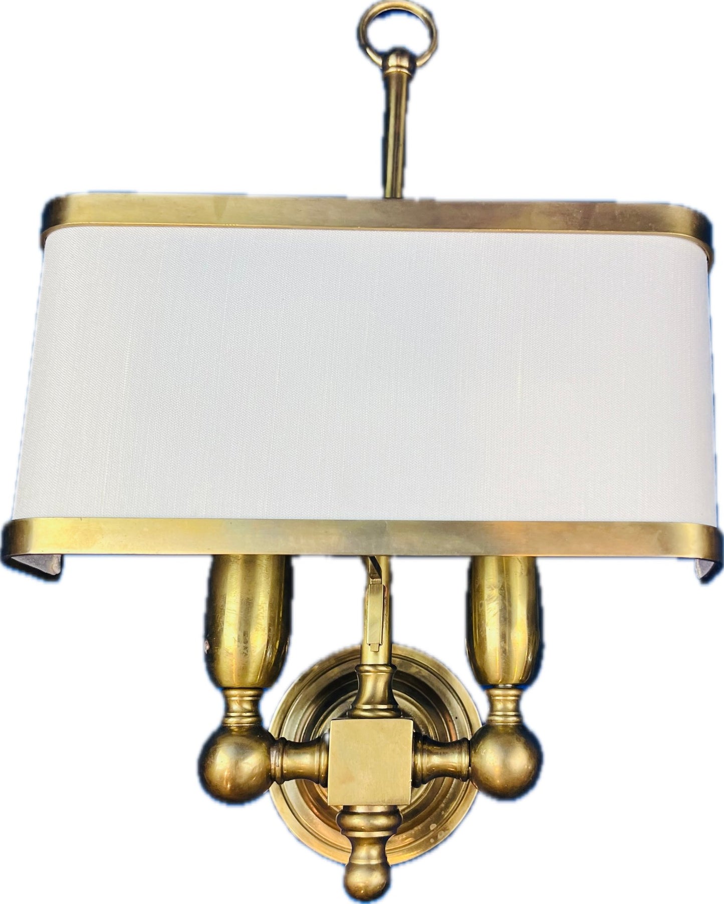 Pair of High Quality Italian Custom Made Brass Wall Sconces With Shades