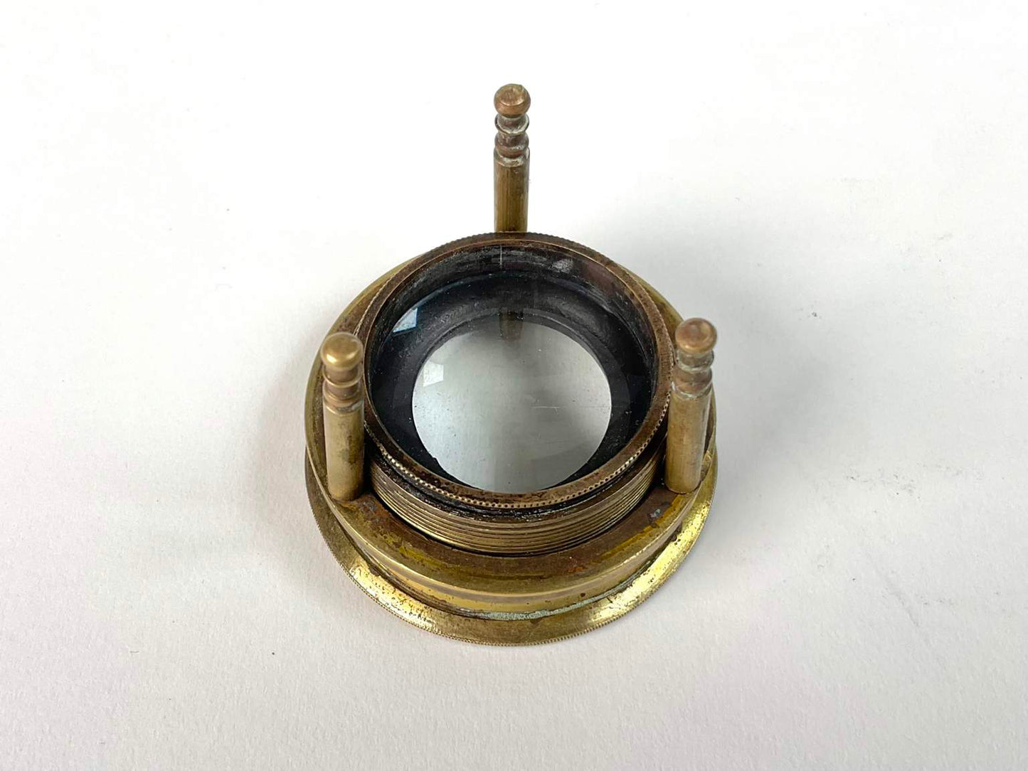 Antique Brass Loupe Magnifying Glass With Brass Tripod