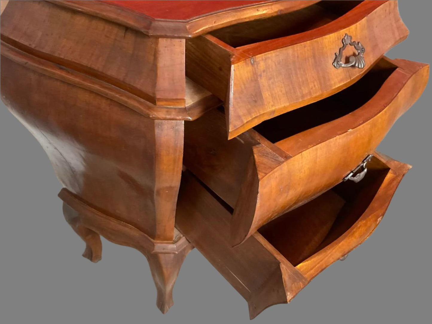 Magnificent Vintage Louis XV Style Bombe Chest Nightstand