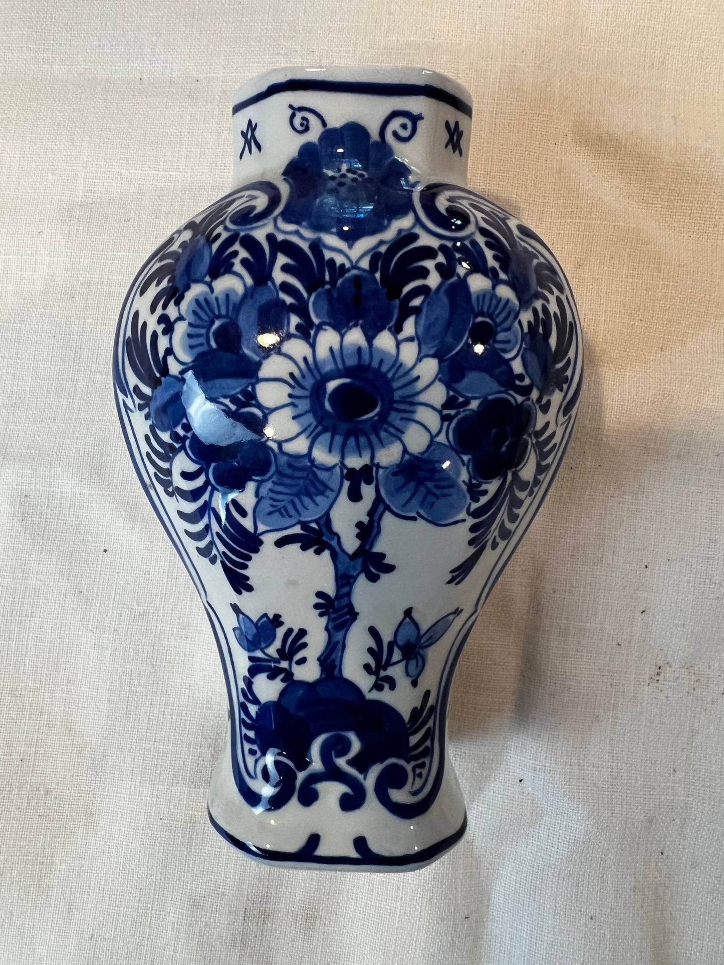 Delft Porcelain Garniture Vase - Signed On Base