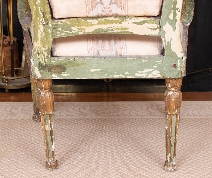 Authentic 18th Century Venetian Carved Wood And Gesso Hall Chair