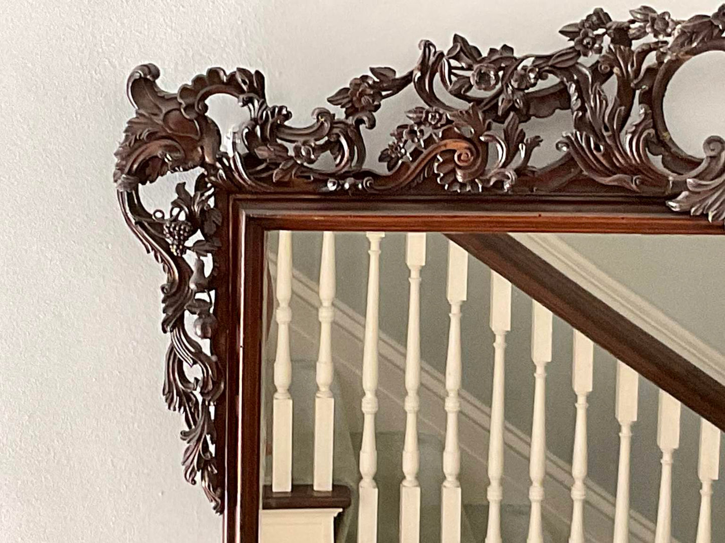 Vintage Dark Wood Baroque Style Mirror