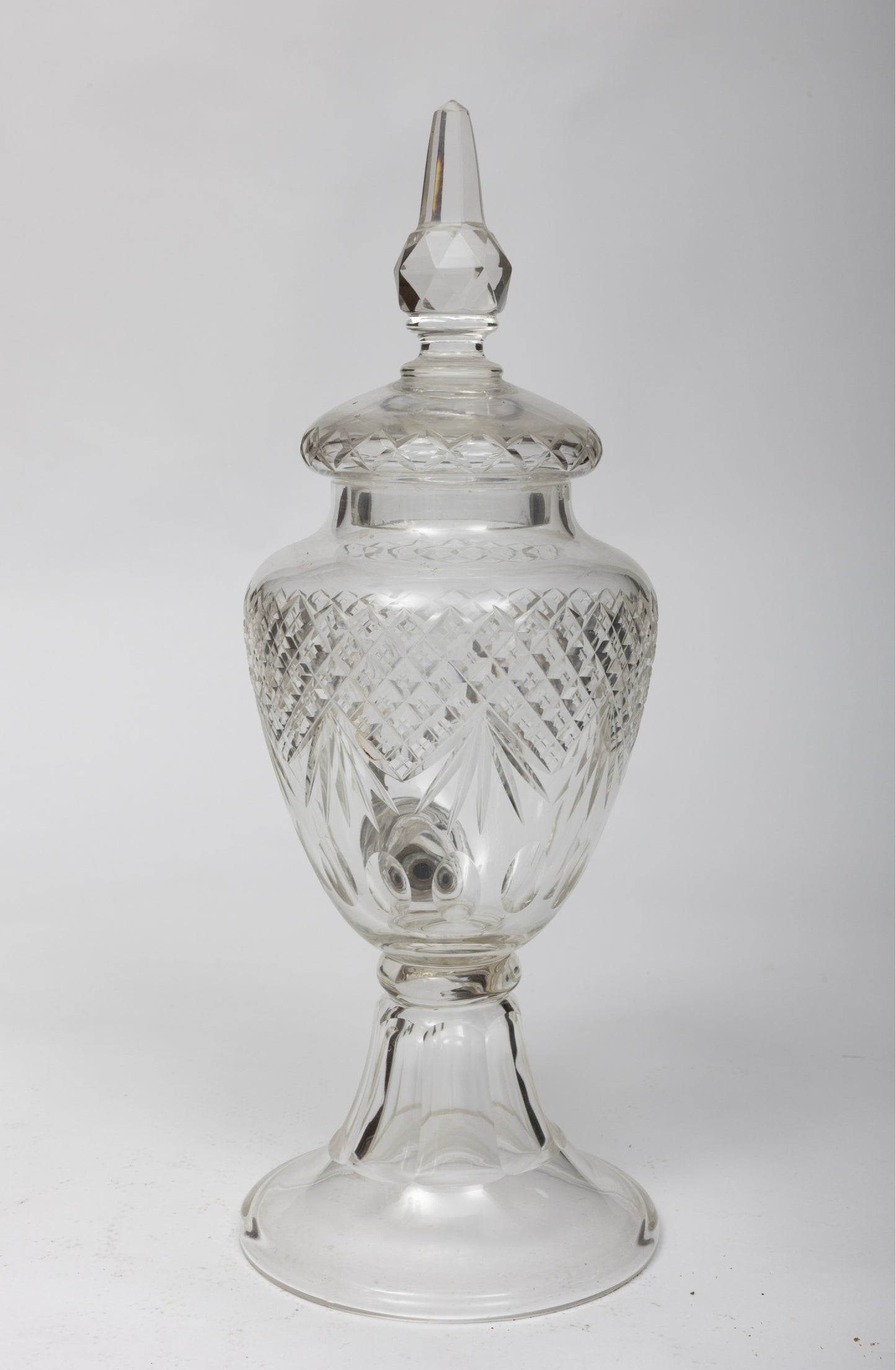 Antique French Cut Crystal Tall Decanter With Spigot