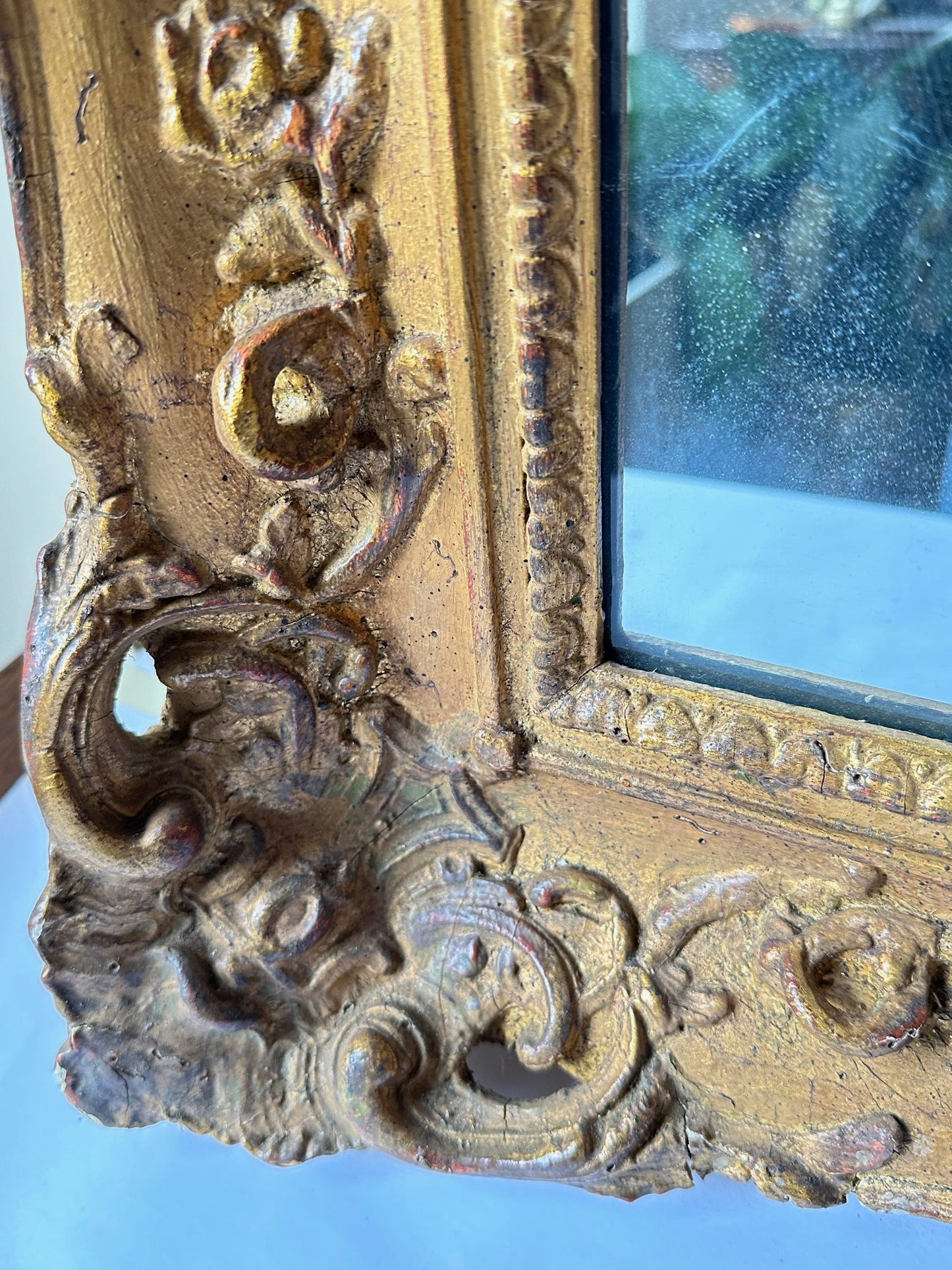 Vintage Italian Gilded Carved Wood Mirror