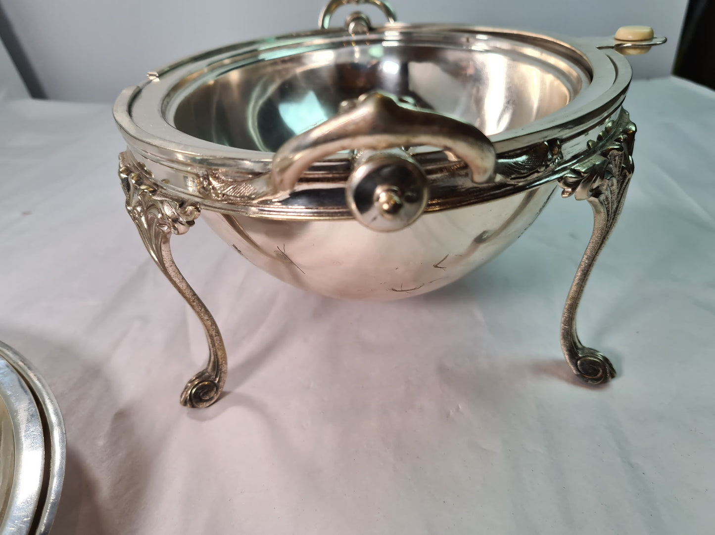Elegant Silver Plated Revolving Dome Tureen Server, mid 1800