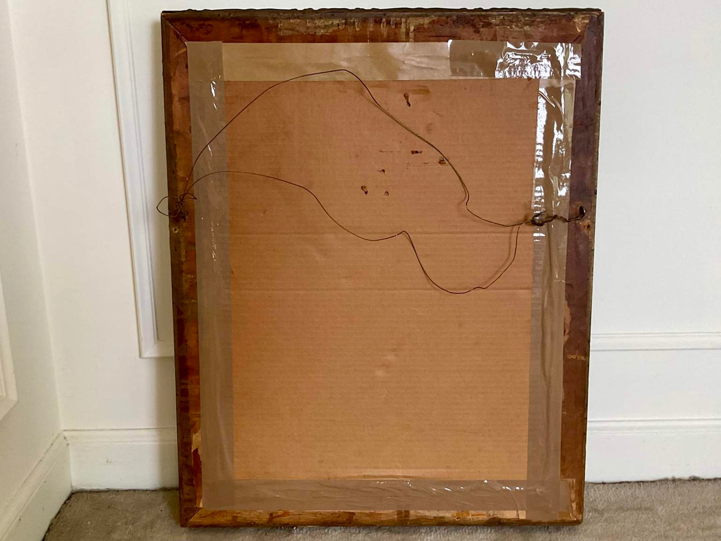 Unique Vintage Gilded Rectangular Mirror with carved wooden frame