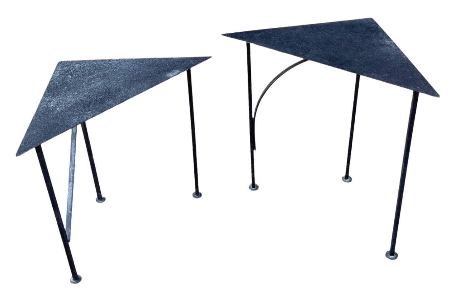 Pair Of Triangular Postmodern Iron Nesting Tables