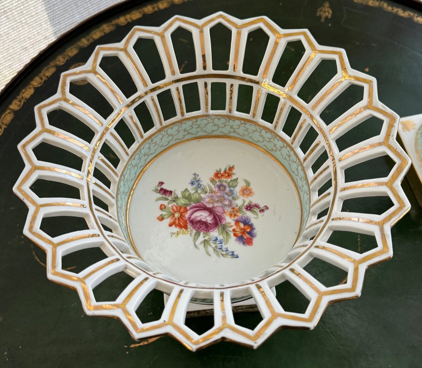 Vintage Reticulated Compote Bowl by Sadek (10"W)