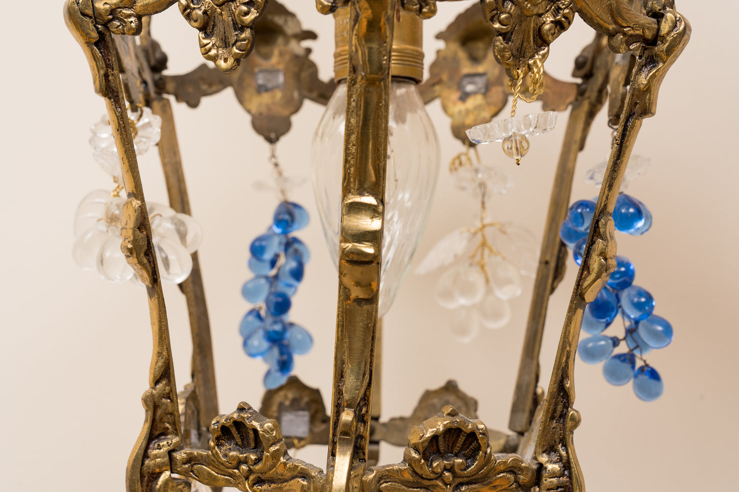 Vintage Rare Petite Italian Chandelier With Bunches Of Glass Grapes