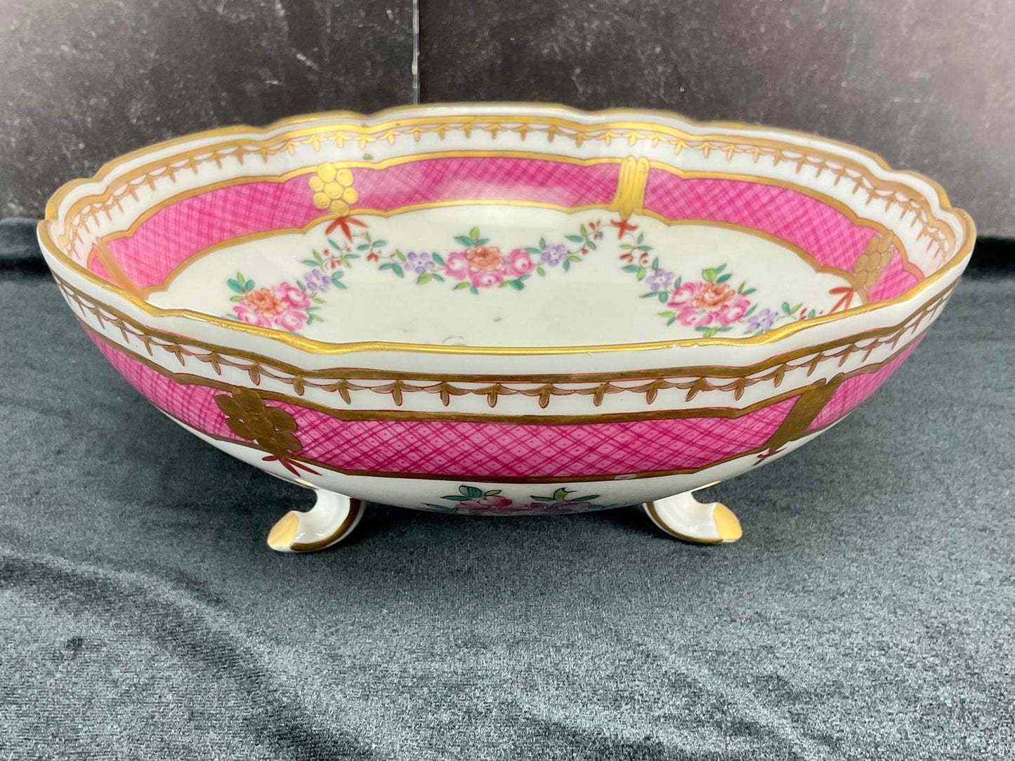 Antique Porcelain de Paris Pink Edme Samson et Cie Floral Footed Bowl & Turquoise Boyer Teapot
