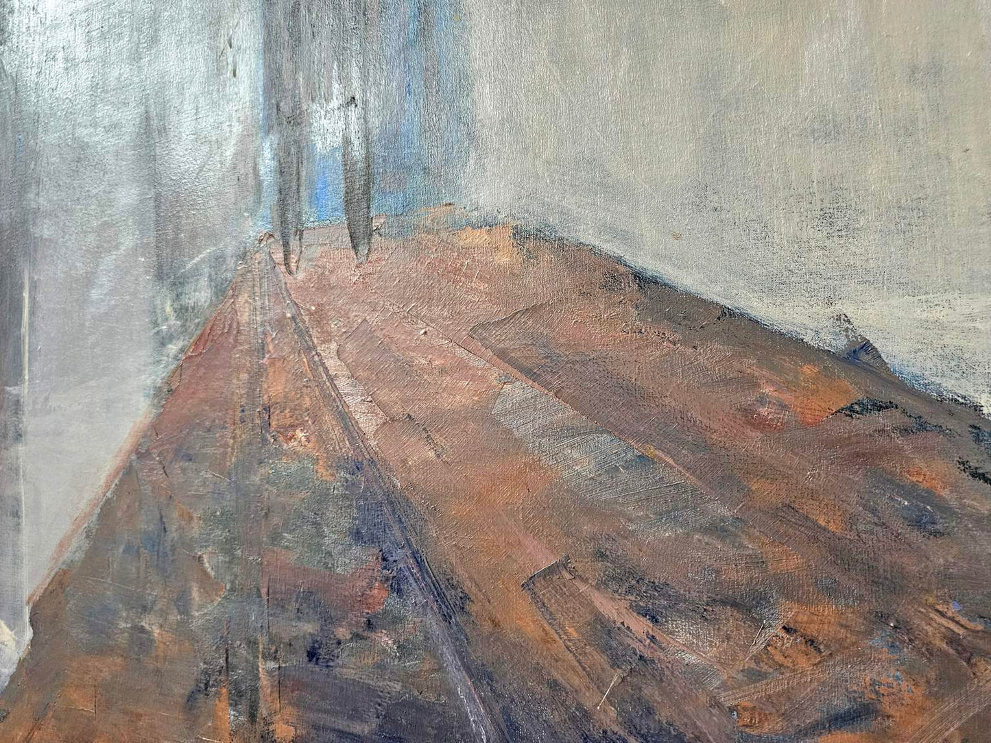 Large 60's Signed Original Modernist Oil On Canvas