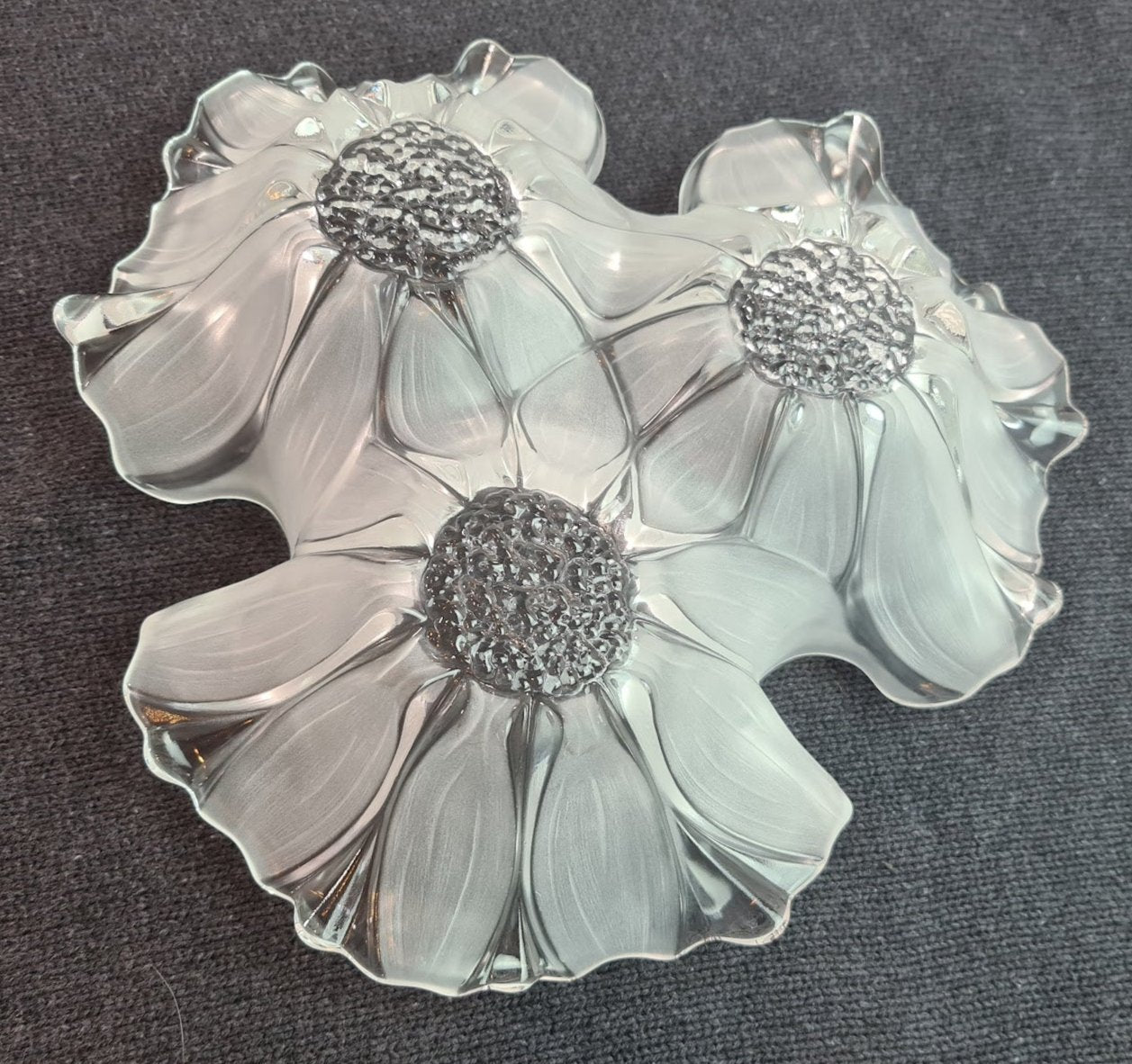 Vintage Mikasa Crystal Sunflower Frost 3 Part Divided Serving Bowl
