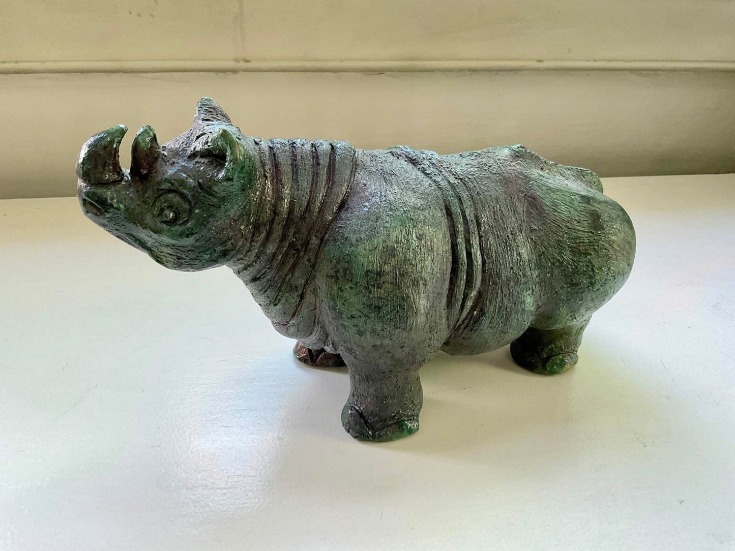 Vintage Rhinoceros Scultpure, Signed
