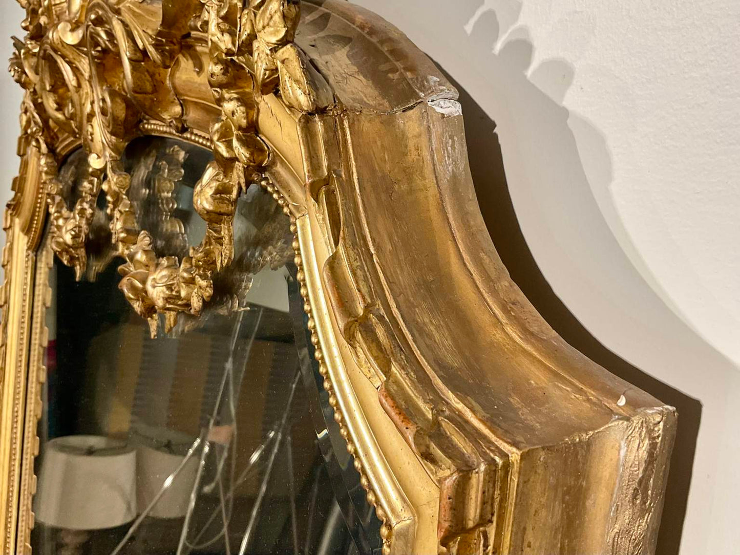 70” Tall Vintage Gilt Beveled Mirror