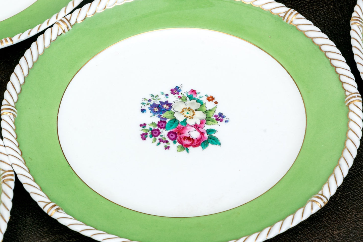 Antique English Cauldon China Plates, Set Of 8