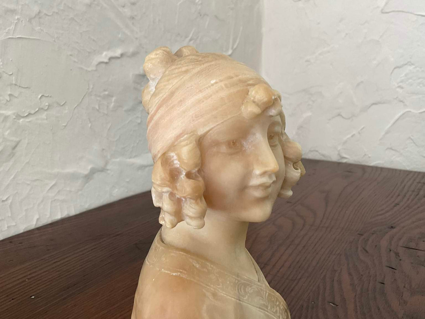 Alabaster Bust Of A Young Woman, Signed (1841, Firenze)