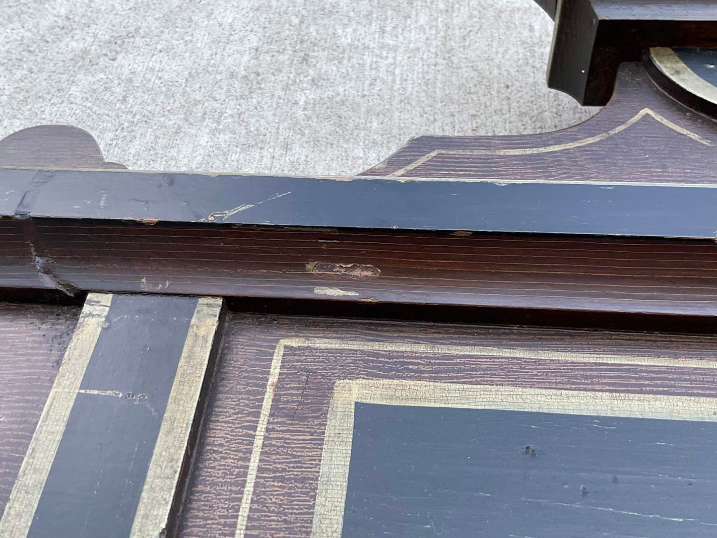 Vintage Hand Painted Wood Hall Mirror with Hooks