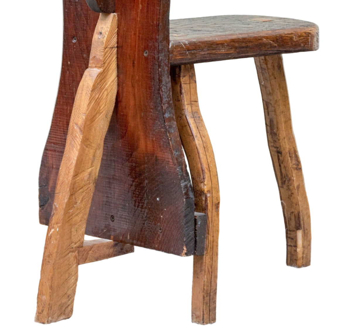 One of a Kind Artisanal Primitive Hand-Carved Wood Chair