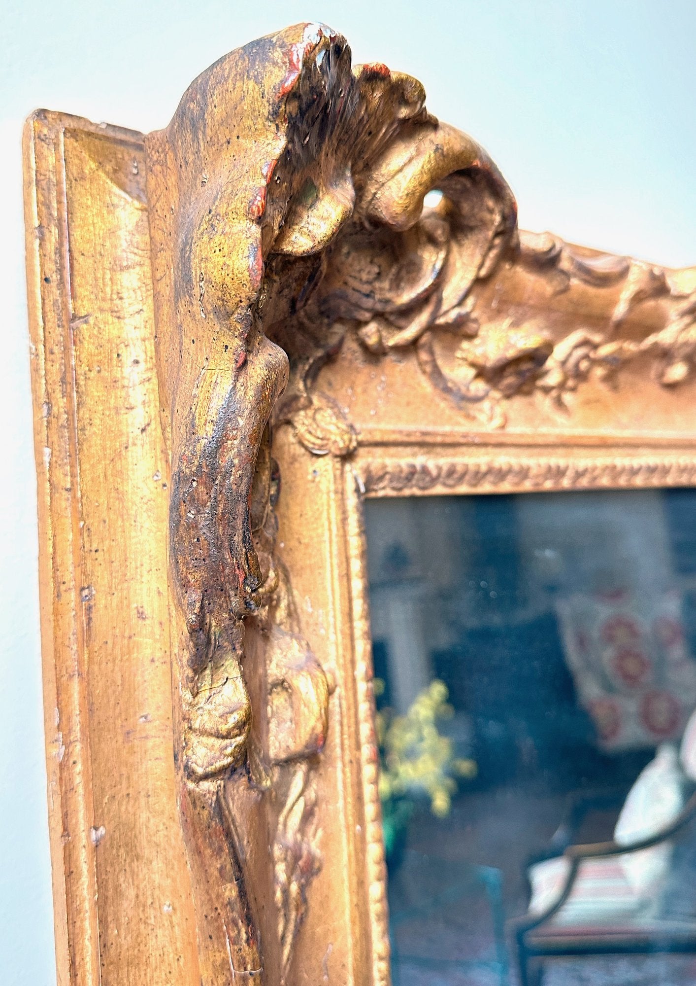 Vintage Italian Gilded Carved Wood Mirror