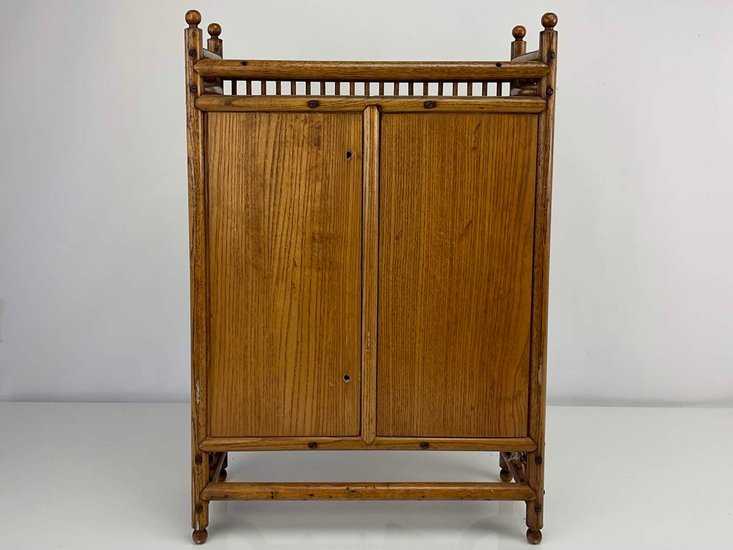 Vintage Oak Mirrored Vanity Cabinet