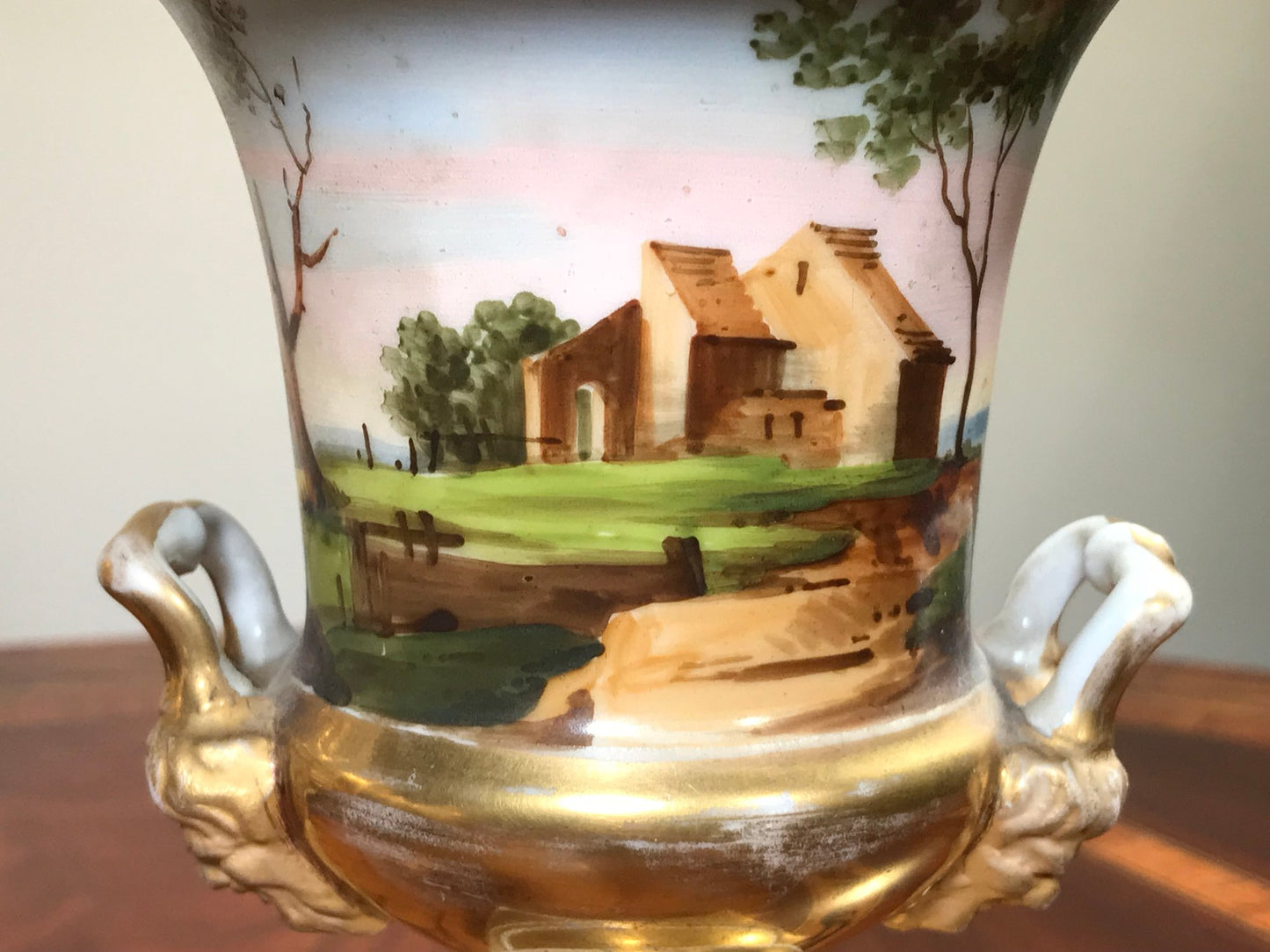 Antique 19th Century Urn, Porcelain de Paris Hand Painted and Gilded