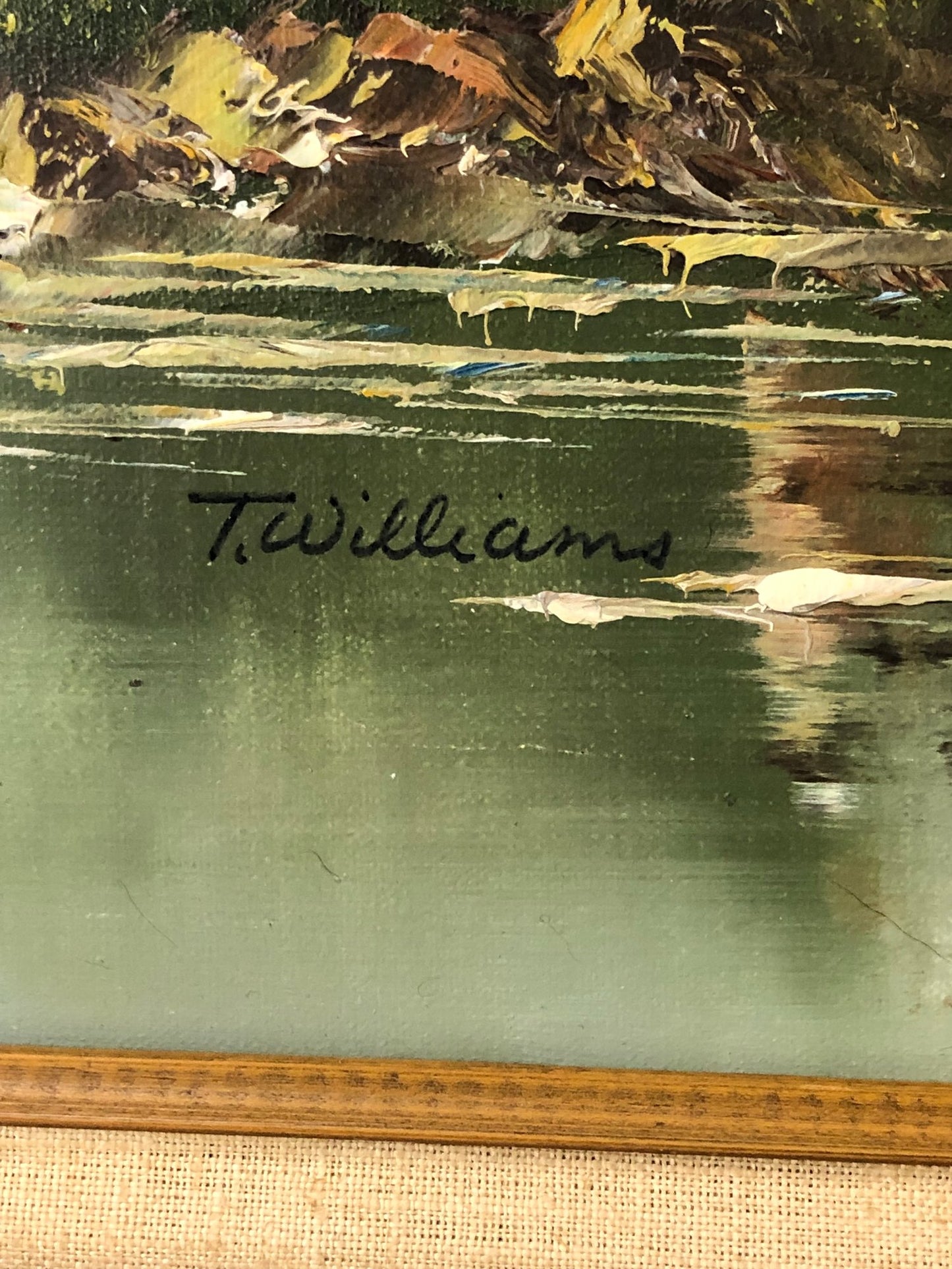 Woodland River Landscape Oil On Canvas Painting, Signed T. Williams