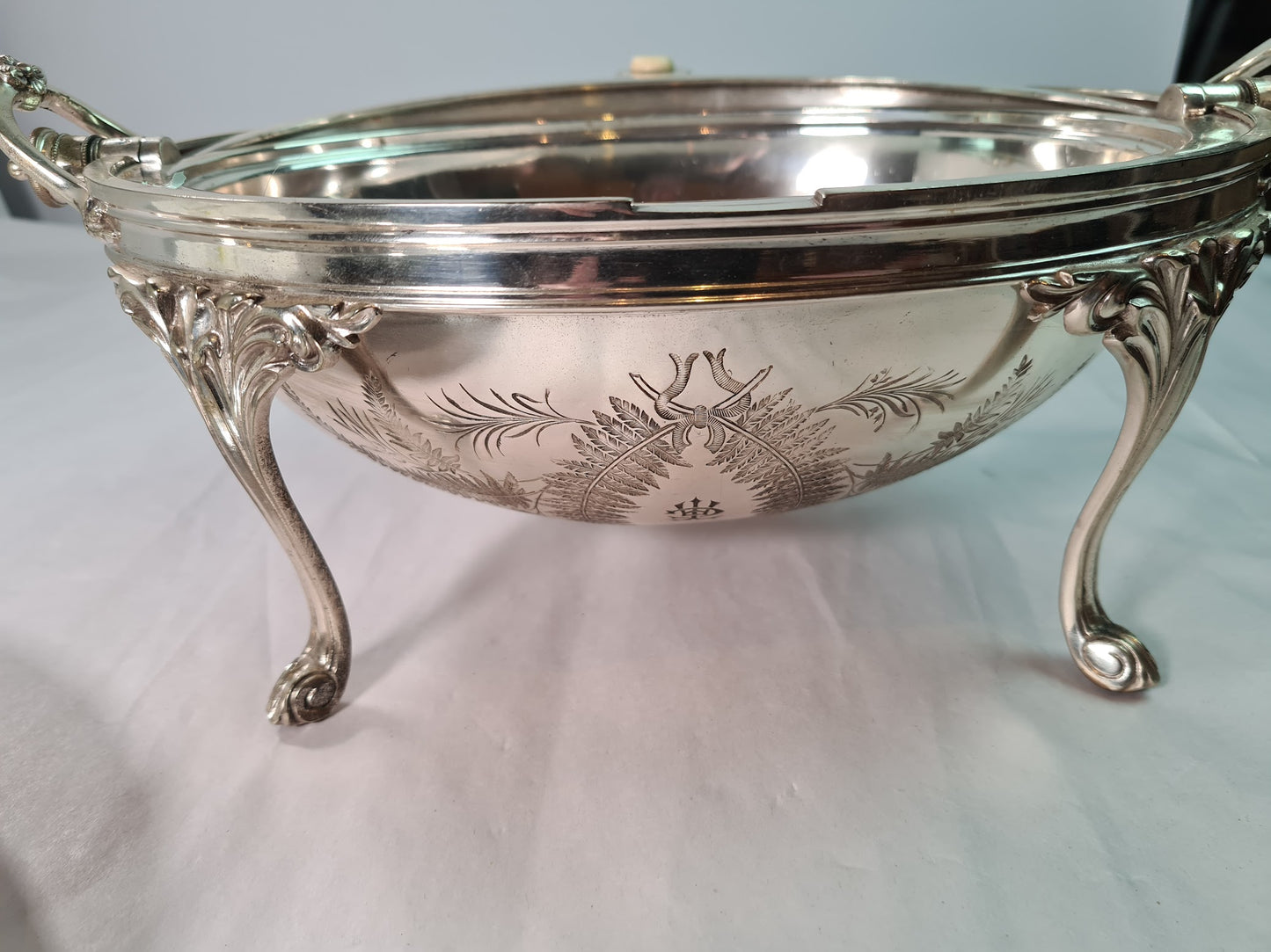 Elegant Silver Plated Revolving Dome Tureen Server, mid 1800