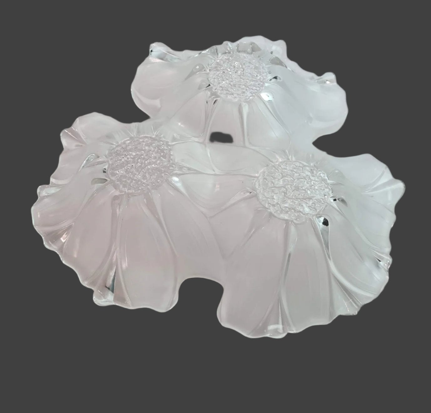 Vintage Mikasa Crystal Sunflower Frost 3 Part Divided Serving Bowl