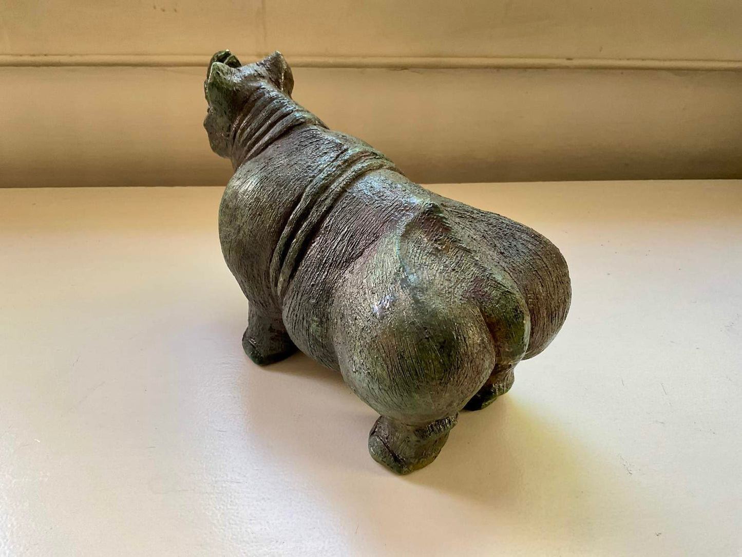 Vintage Rhinoceros Scultpure, Signed
