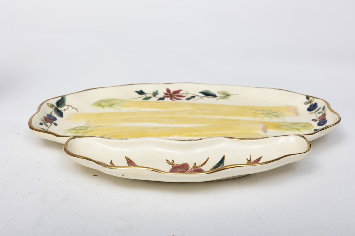Antique Porcelain Asparagus Dishes- Set Of 10