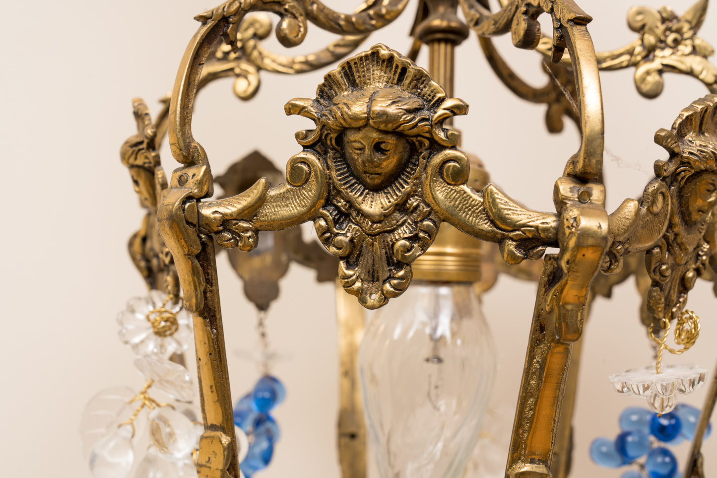 Vintage Rare Petite Italian Chandelier With Bunches Of Glass Grapes