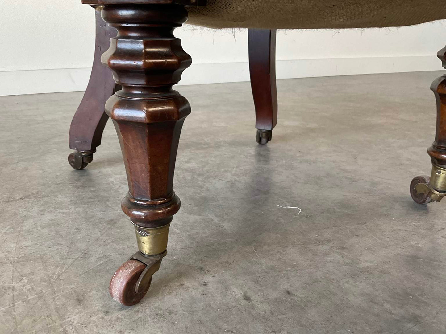 Antique Victorian Leather & Mahogany Library Chair