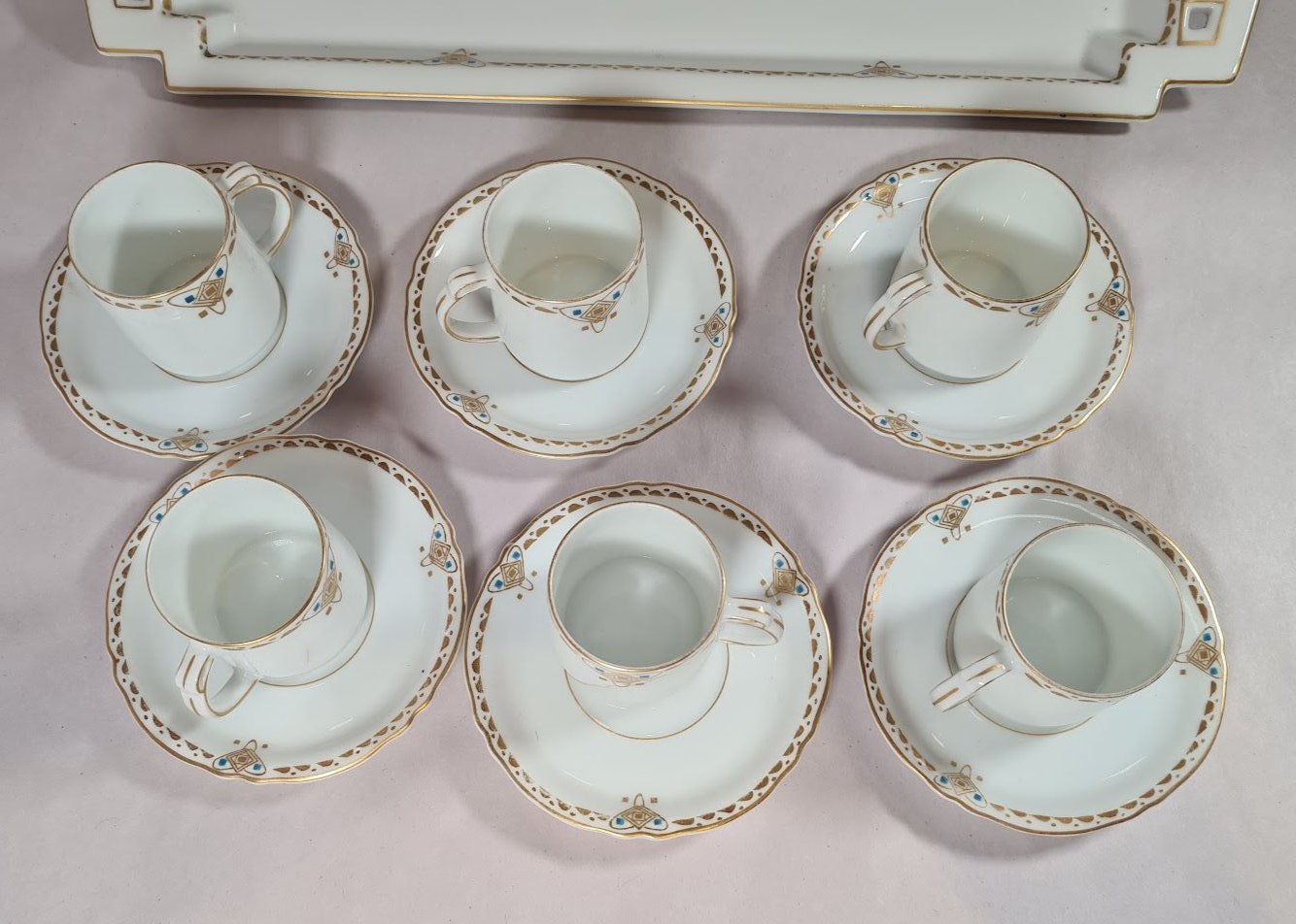 Antique Epresso Set with Porcelain Tray, K&A Krautheim Selb Bavaria Germany