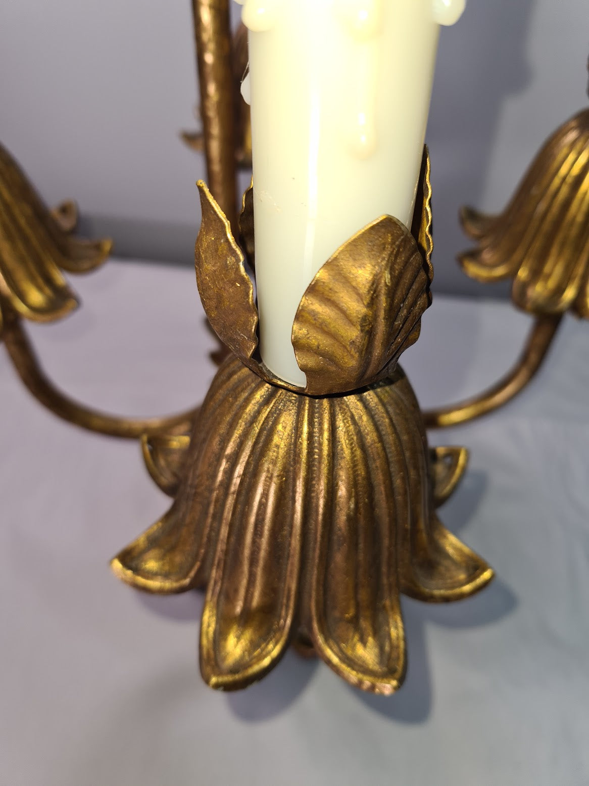 Unique French Gilded Bronze 5 Light Antique Chandelier