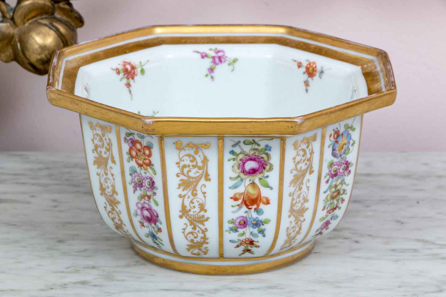 Magnificent Antique 19th C. Meissen Octagonal Sugar Bowl