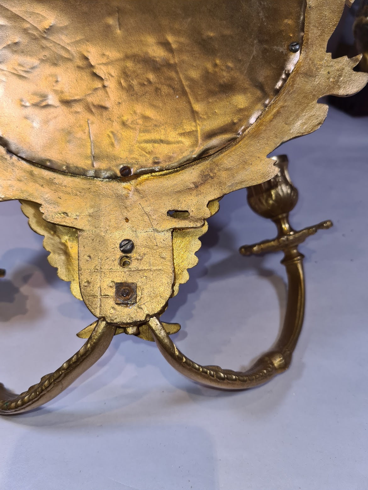 Beautifully Ornate Gilt Brass Sconce / Mirror (1/2)