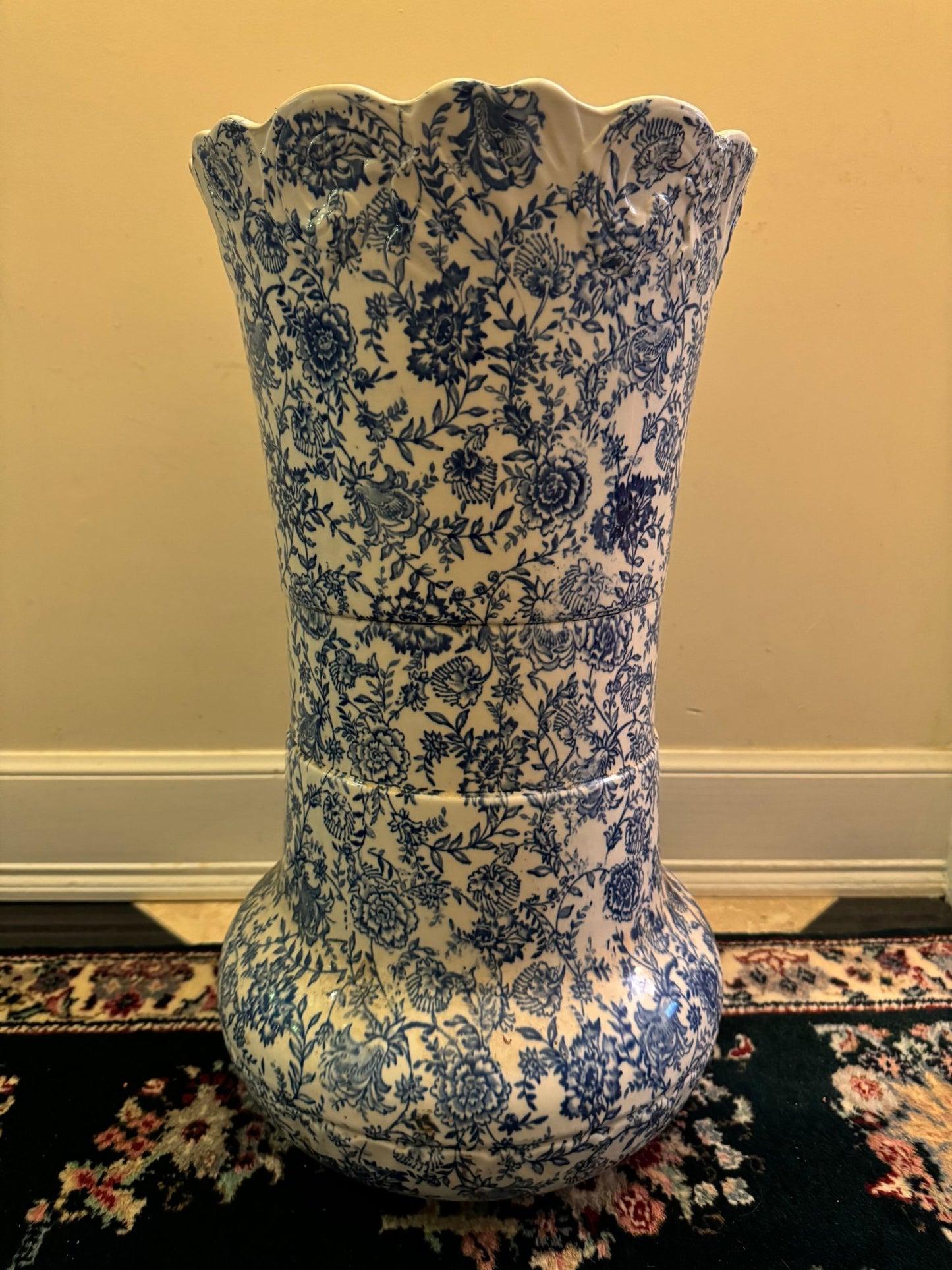 Antique Blue & White Umbrella Stand
