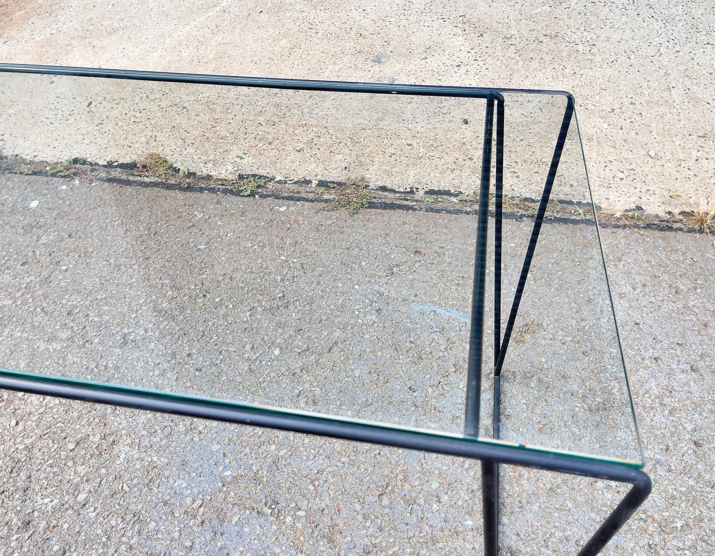 Vintage Metal And Glass Top Coffee Table Sauze Style
