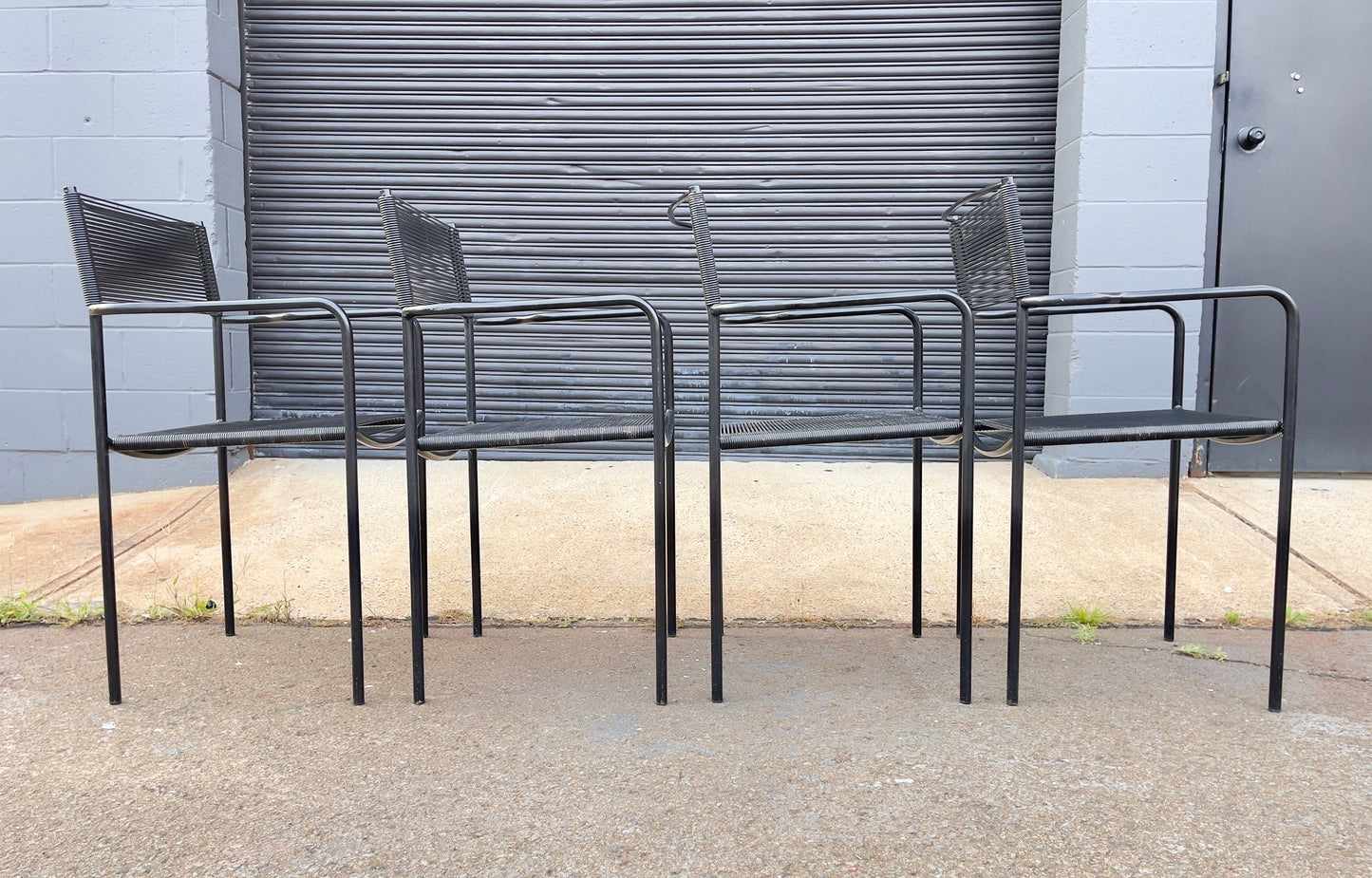 Vintage Italian Spaghetti Strap Armchairs - Set of 4