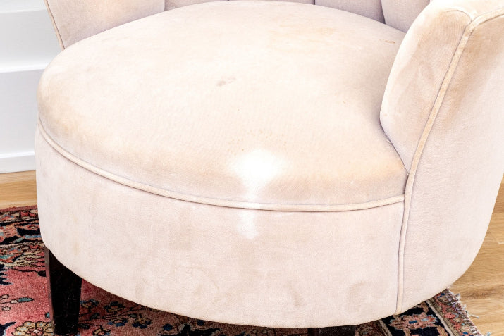 Fabulous Pair of Curved Channel Back Accent Chairs in Glamorous Art Deco flare