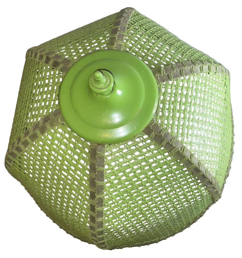 Vintage Tulip Lime Green Wicker Table-Nightstand Lamp MCM