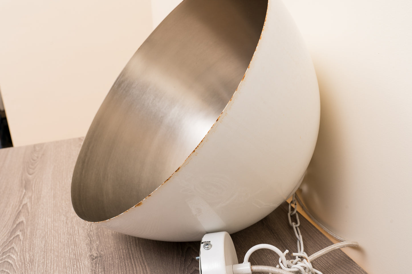 Enameled White Metal Dome Light Fixture