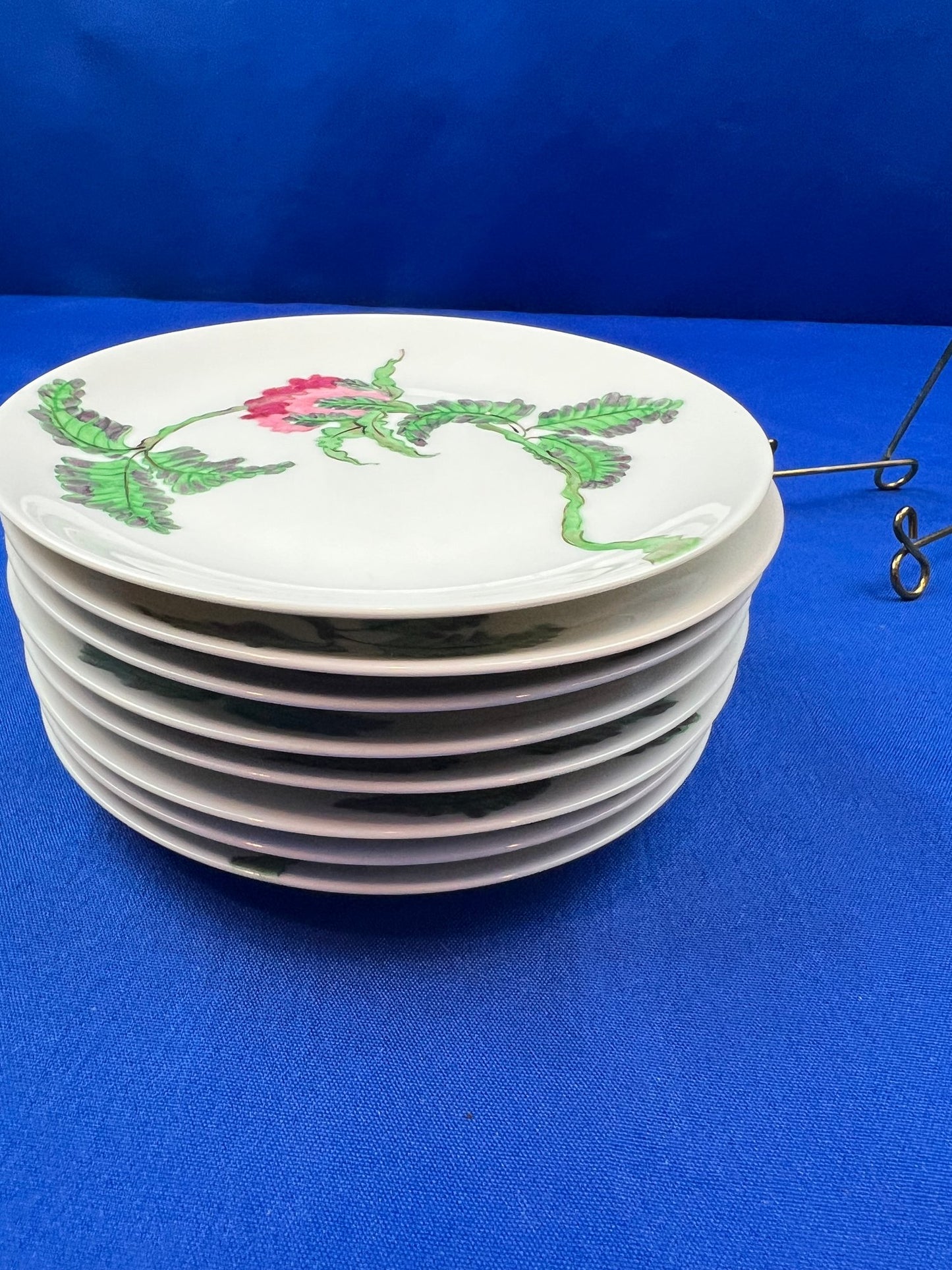German Porcelain 6" Plates - Signed "Palm Beach - Au Bon Gout - Arzberg Germany"