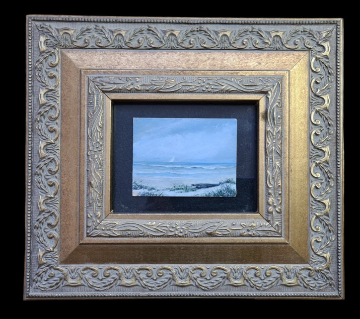 Vintage Oil on Board Painting, Ornate Double Framed, Signed SMJ