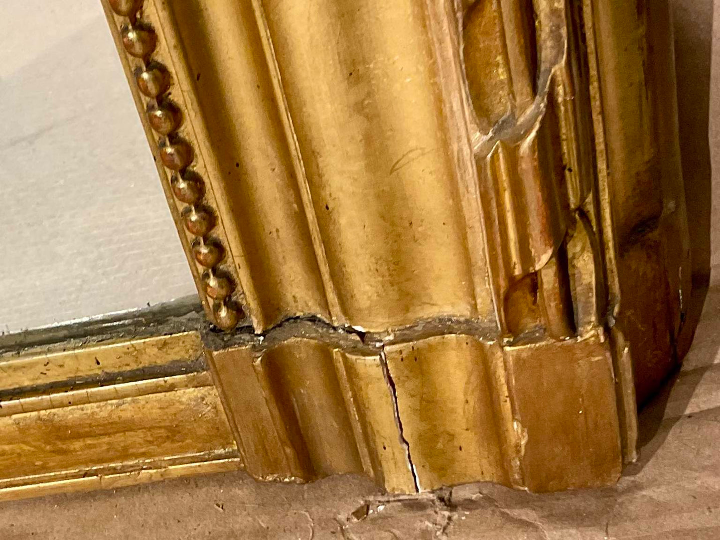 70” Tall Vintage Gilt Beveled Mirror
