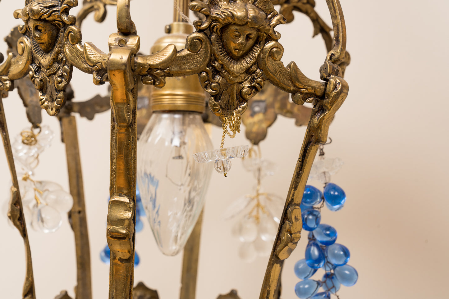Vintage Rare Petite Italian Chandelier With Bunches Of Glass Grapes